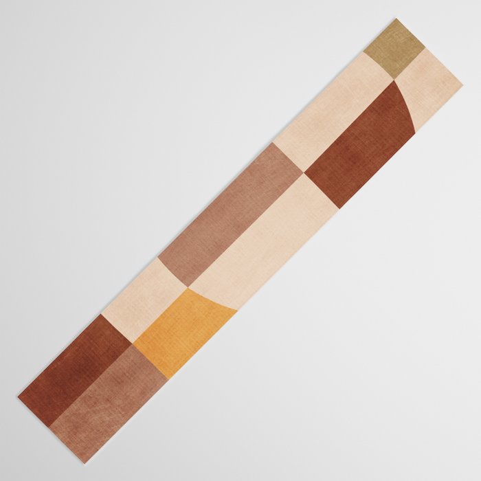 Terracotta Tones Modern Geometric Abstract Artwork Table Runner Gallery Image 3