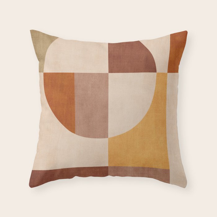Terracotta Tones Modern Geometric Abstract Artwork Throw Pillow Gallery Image 6