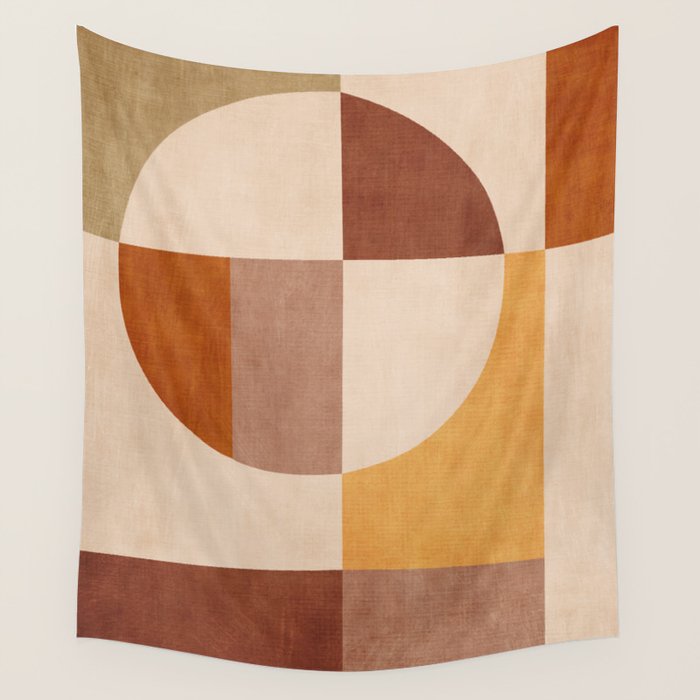 Terracotta Tones Modern Geometric Abstract Artwork Wall Tapestry Gallery Image 4