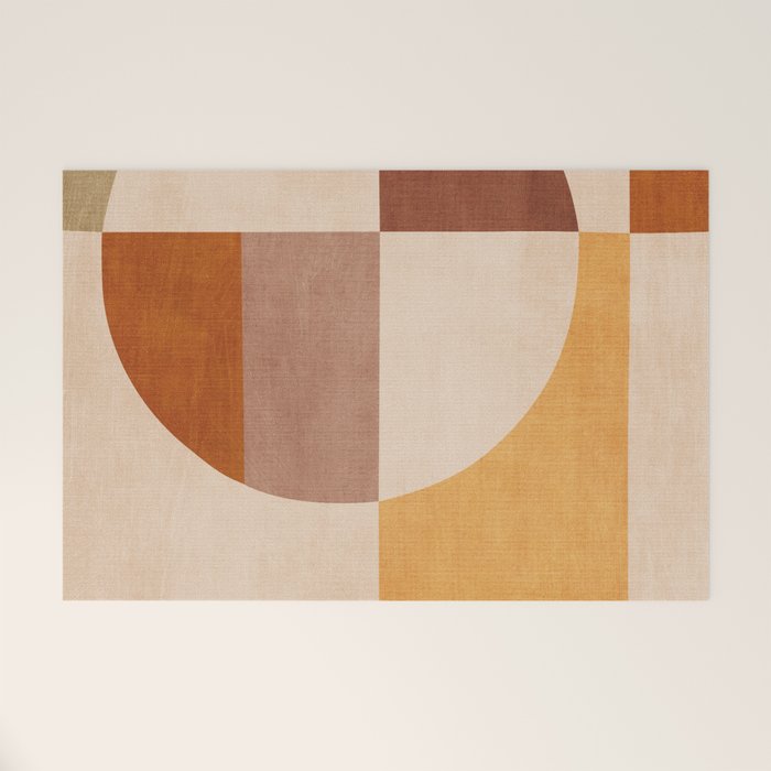 Terracotta Tones Modern Geometric Abstract Artwork Welcome Mat Gallery Image 1