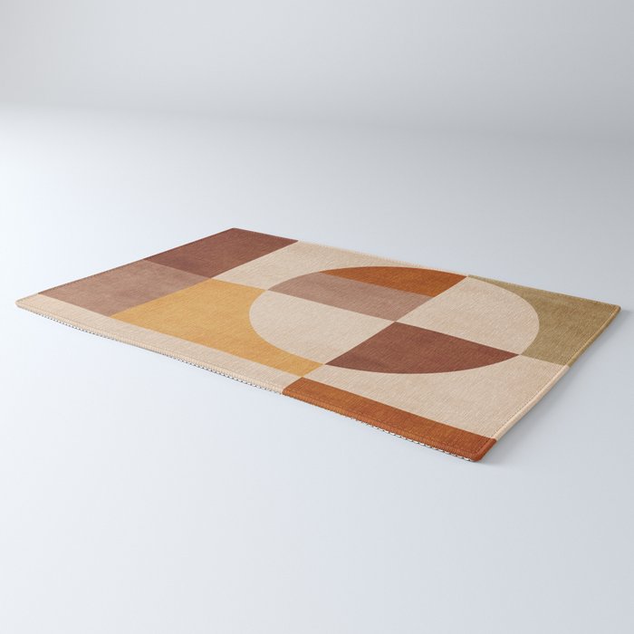 Terracotta Tones Modern Geometric Abstract Artwork Rug Gallery Image 3