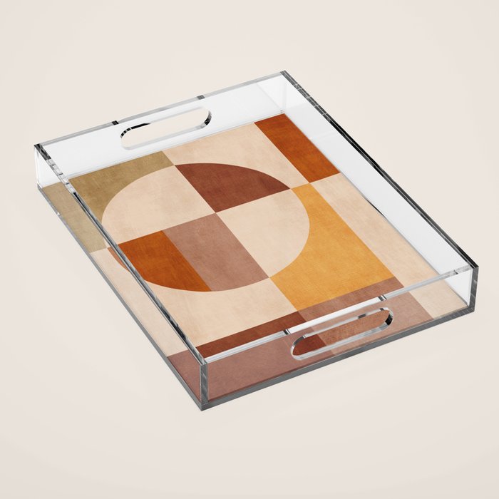 Terracotta Tones Modern Geometric Abstract Artwork Acrylic Tray Gallery Image 1