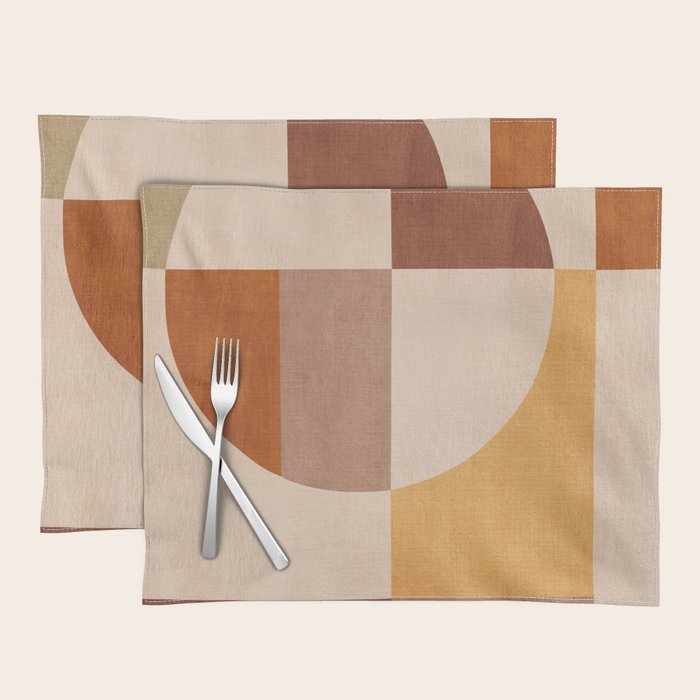 Terracotta Tones Modern Geometric Abstract Artwork Placemat Gallery Image 1