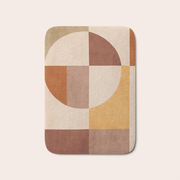 Terracotta Tones Modern Geometric Abstract Artwork Bath Mat Gallery Image 1