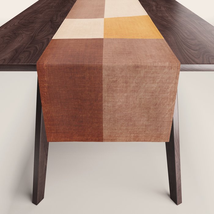 Terracotta Tones Modern Geometric Abstract Artwork Table Runner Gallery Image 1