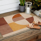 Terracotta Tones Modern Geometric Abstract Artwork Outdoor Rug Gallery Image 2