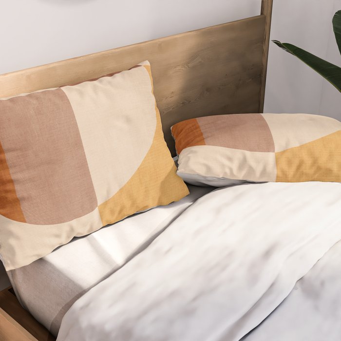 Terracotta Tones Modern Geometric Abstract Artwork Pillow Sham Gallery Image 2