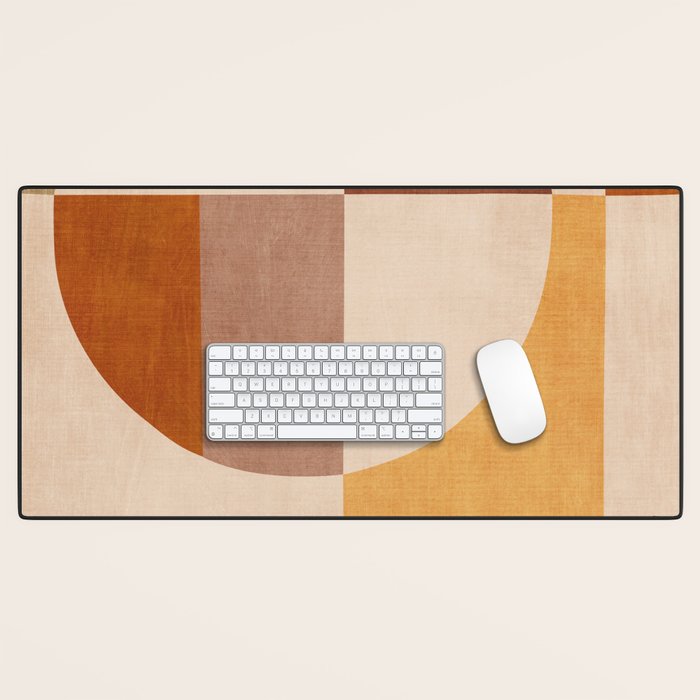 Terracotta Tones Modern Geometric Abstract Artwork Desk Mat Gallery Image 1
