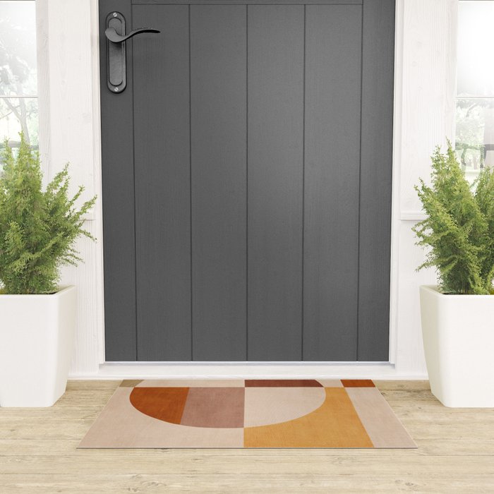 Terracotta Tones Modern Geometric Abstract Artwork Welcome Mat Gallery Image 3