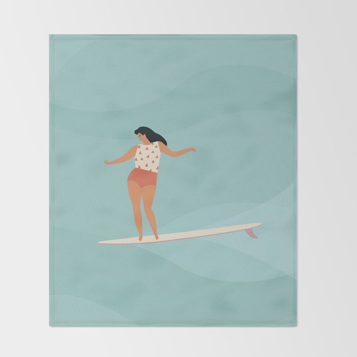 Surf girl Throw Blanket Gallery Image 2