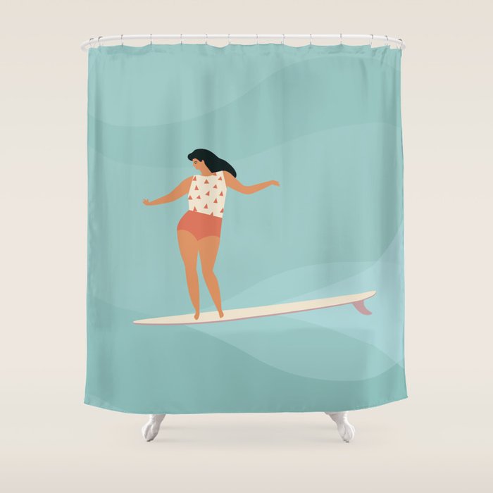 Surf girl Shower Curtain Gallery Image 1