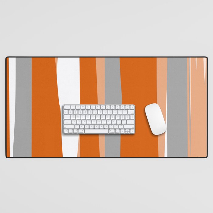 Stripes Abstract, Orange and Grey Desk Mat Gallery Image 1