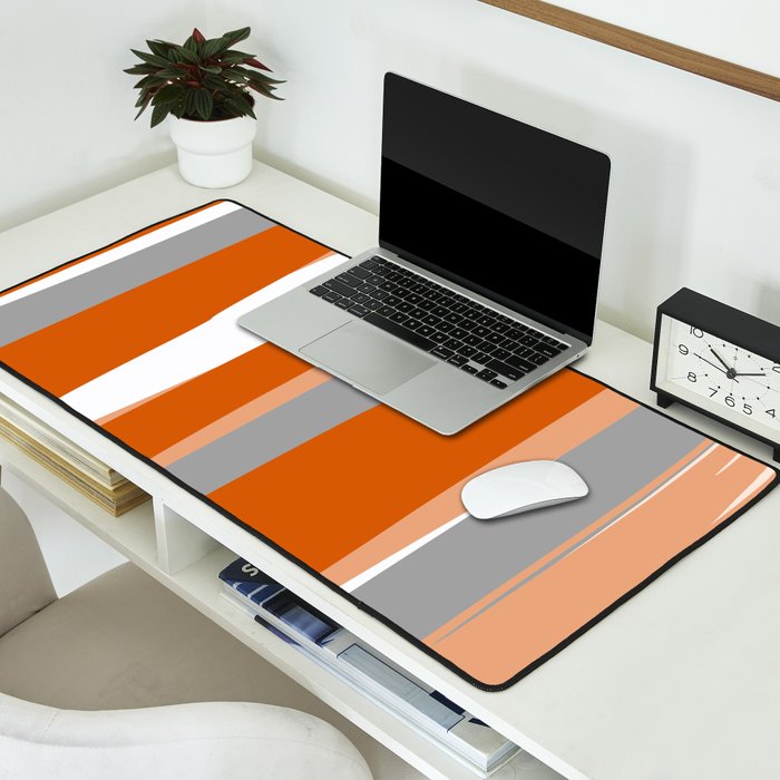 Stripes Abstract, Orange and Grey Desk Mat Gallery Image 2
