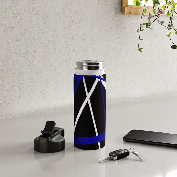Seamless Abstract Royal Blue and White Lines Water Bottle Gallery Image 4