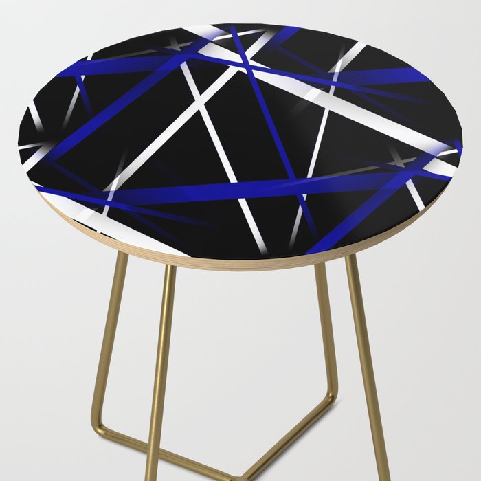 Seamless Abstract Royal Blue and White Lines Side Table Gallery Image 2