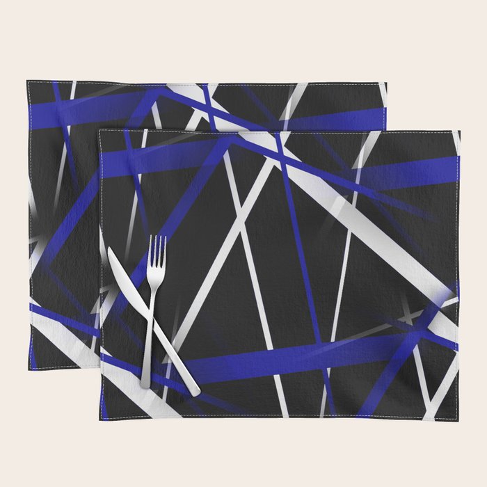 Seamless Abstract Royal Blue and White Lines Placemat Gallery Image 1