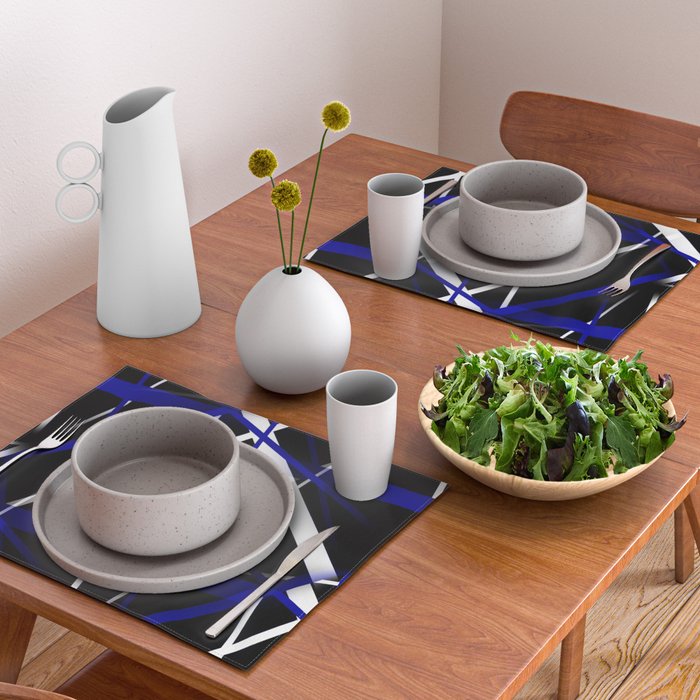 Seamless Abstract Royal Blue and White Lines Placemat Gallery Image 2