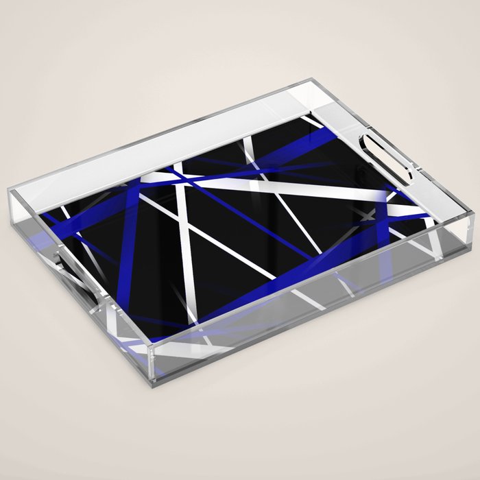 Seamless Abstract Royal Blue and White Lines Acrylic Tray Gallery Image 1