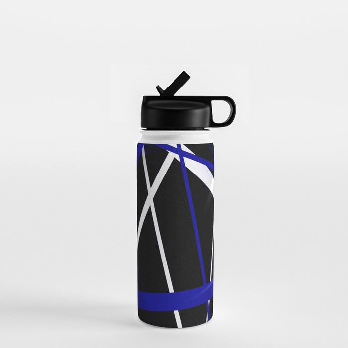 Seamless Abstract Royal Blue and White Lines Water Bottle Gallery Image 1