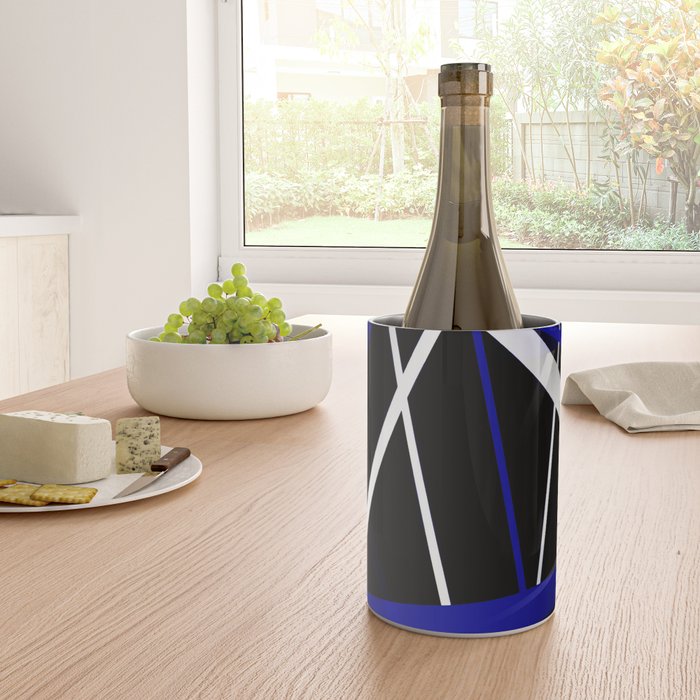 Seamless Abstract Royal Blue and White Lines Wine Chiller Gallery Image 4
