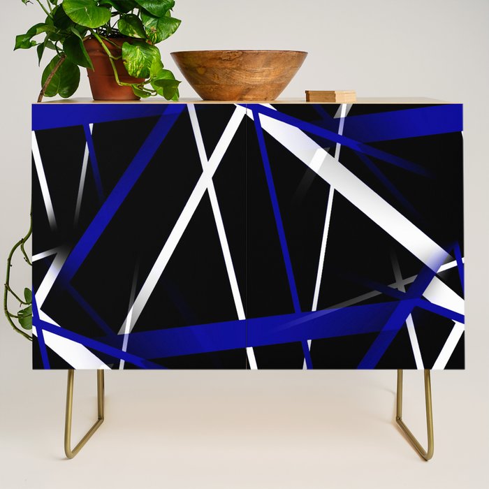 Seamless Abstract Royal Blue and White Lines Credenza Gallery Image 1
