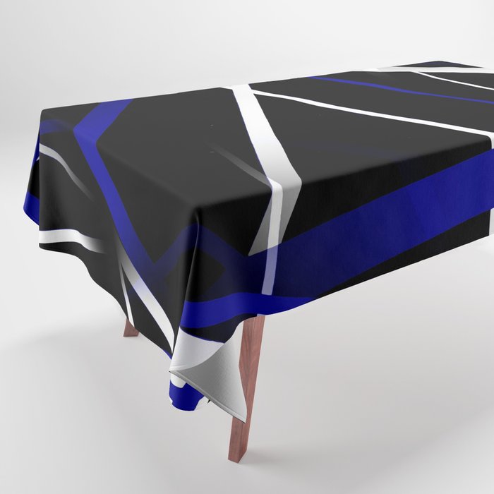 Seamless Abstract Royal Blue and White Lines Tablecloth Gallery Image 1