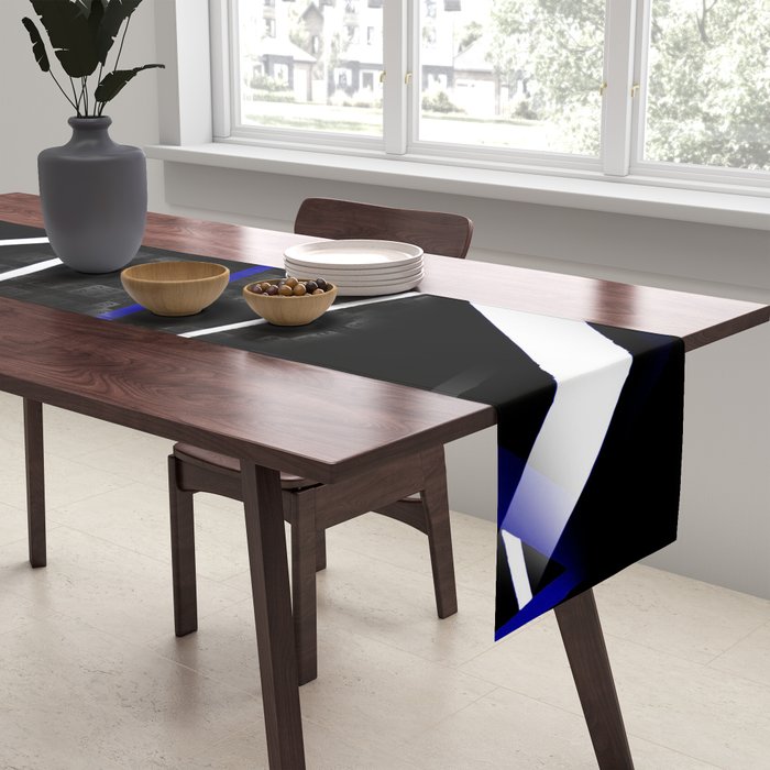 Seamless Abstract Royal Blue and White Lines Table Runner Gallery Image 2
