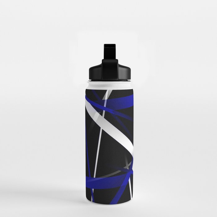 Seamless Abstract Royal Blue and White Lines Water Bottle Gallery Image 2