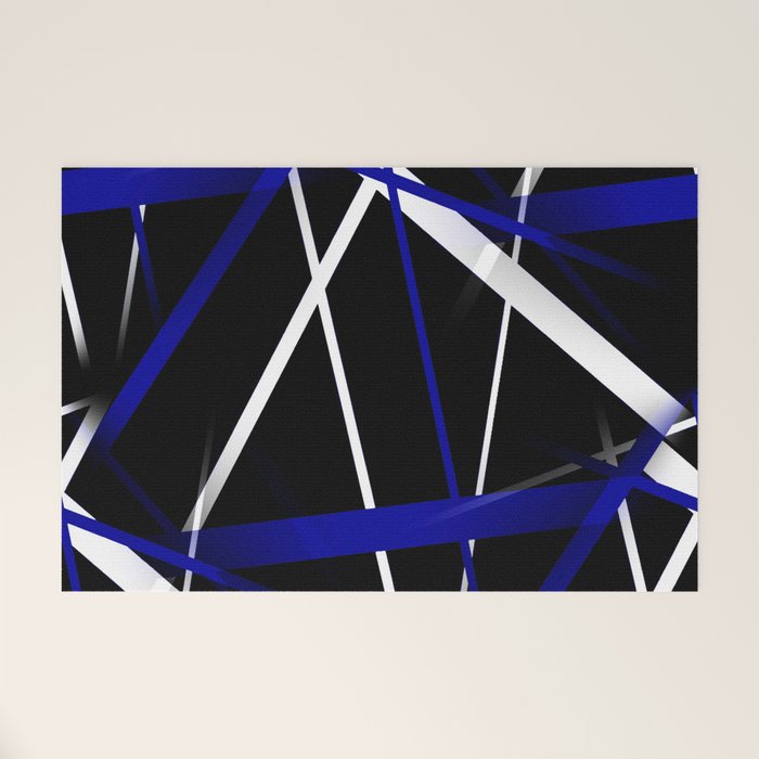 Seamless Abstract Royal Blue and White Lines Welcome Mat Gallery Image 1