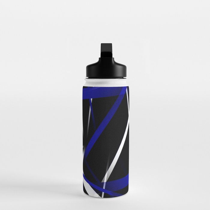 Seamless Abstract Royal Blue and White Lines Water Bottle Gallery Image 3
