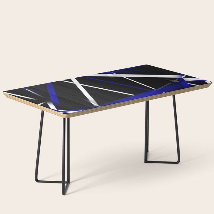 Seamless Abstract Royal Blue and White Lines Coffee Table Gallery Image 1