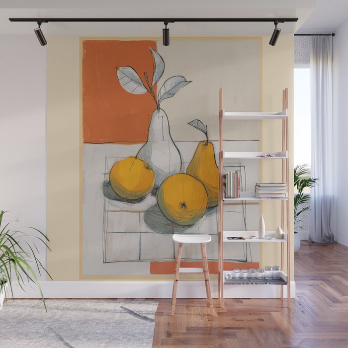 Modern Pear Still Life Wall Mural Gallery Image 1