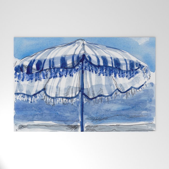 Blue Beach Umbrella Shade Welcome Mat Gallery Image 1