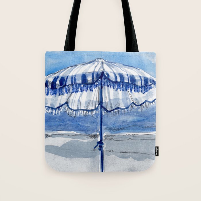 Blue Beach Umbrella Shade Tote Bag Gallery Image 1