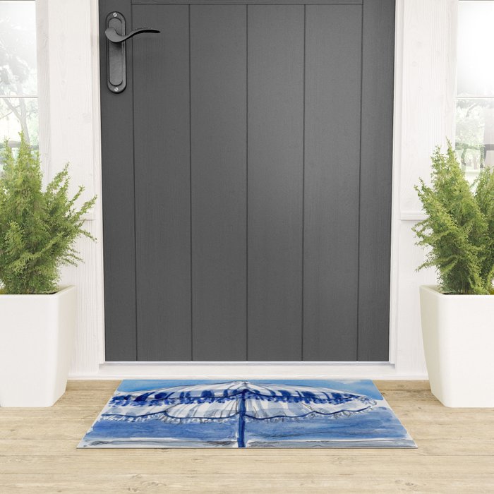 Blue Beach Umbrella Shade Welcome Mat Gallery Image 3