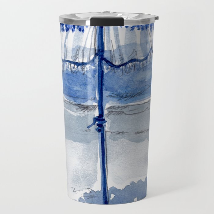 Blue Beach Umbrella Shade Travel Mug Gallery Image 1