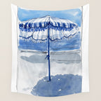 Blue Beach Umbrella Shade Wall Tapestry Gallery Image 4