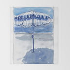 Blue Beach Umbrella Shade Throw Blanket Gallery Image 2