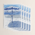 Blue Beach Umbrella Shade Wrapping Paper Gallery Image 3