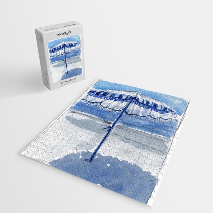 Blue Beach Umbrella Shade Jigsaw Puzzle Gallery Image 2