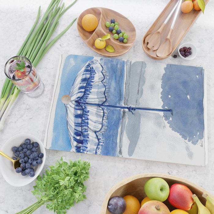 Blue Beach Umbrella Shade Cutting Board Gallery Image 2