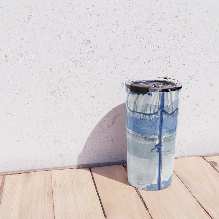 Blue Beach Umbrella Shade Travel Mug Gallery Image 4