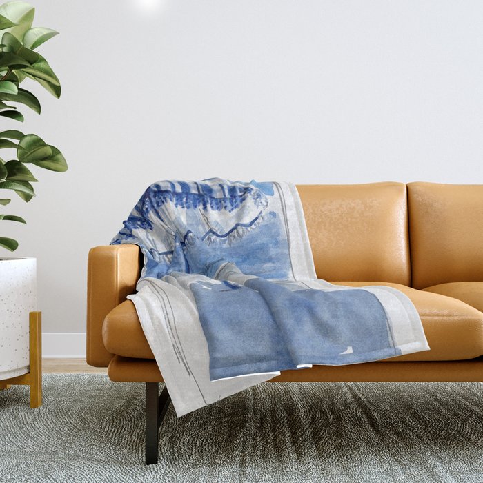 Blue Beach Umbrella Shade Throw Blanket Gallery Image 1