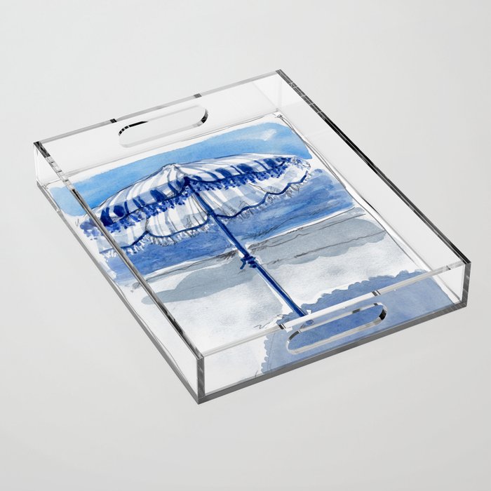 Blue Beach Umbrella Shade Acrylic Tray Gallery Image 1
