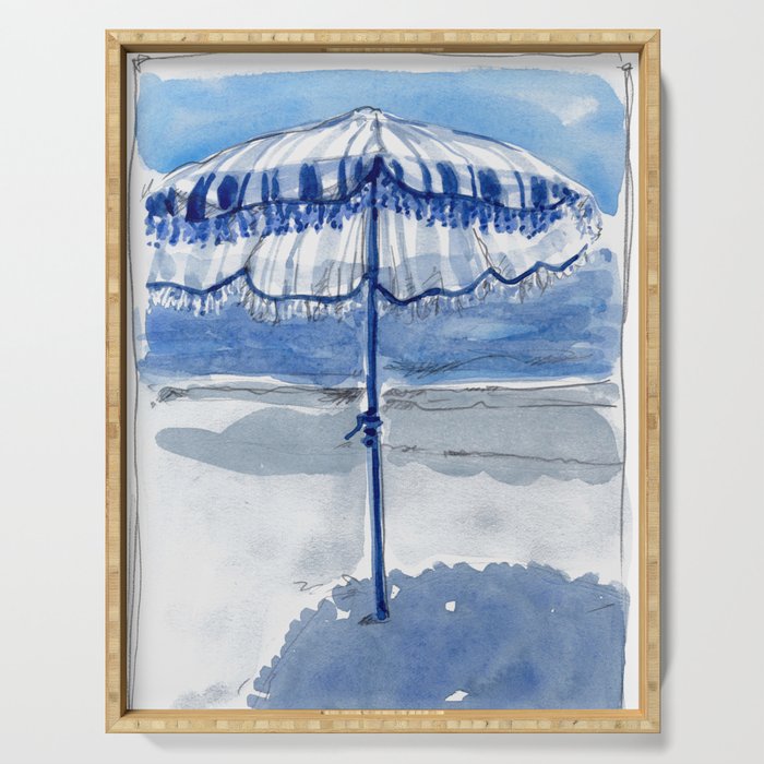 Blue Beach Umbrella Shade Serving Tray Gallery Image 1