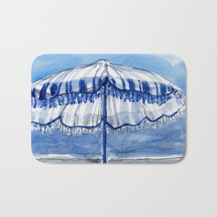 Blue Beach Umbrella Shade Bath Mat Gallery Image 1