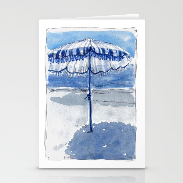 Blue Beach Umbrella Shade Stationery Card Gallery Image 2