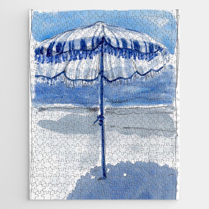 Blue Beach Umbrella Shade Jigsaw Puzzle Gallery Image 1