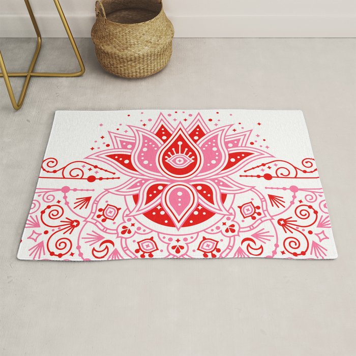 Lotus Blossom Mandala - Red & Pink Palette Rug Gallery Image 1