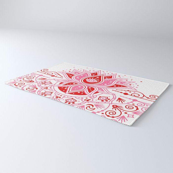 Lotus Blossom Mandala - Red & Pink Palette Rug Gallery Image 3